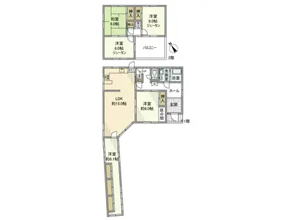 名鉄豊田線 米野木駅 バス乗車時間:10分 中三本木バス停で下車 徒歩7分 2階建 築51年(5LDK)の間取り写真