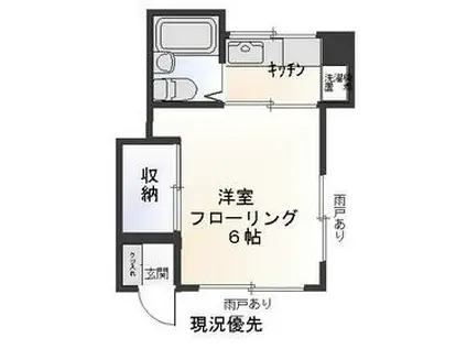 カーサデフェンテ(1K/2階)の間取り写真