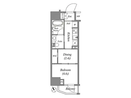 ARKMARK水天宮前Ⅰ(1DK/13階)の間取り写真