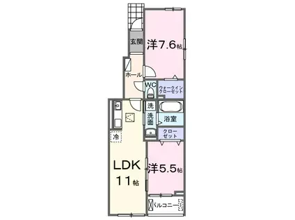 豊橋鉄道東田本線 運動公園前駅(愛知) 徒歩24分 2階建 築1年(2LDK/1階)の間取り写真