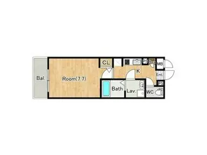 ジーメゾン天王台ウエスト(1K/3階)の間取り写真