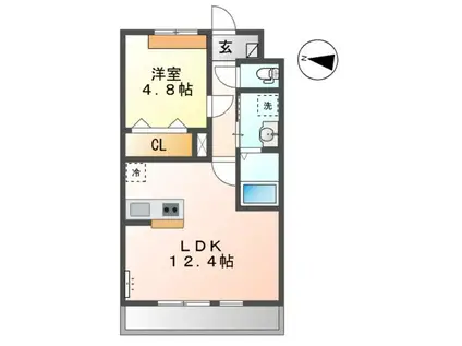 木更津市高柳字長須賀アパート(1LDK/2階)の間取り写真