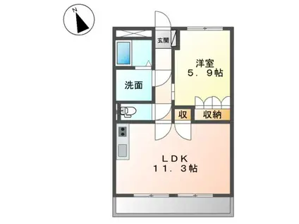 サンヒルズ鈴鹿Ⅱ(1LDK/2階)の間取り写真