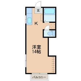 ビレッジ旭ヶ丘(ワンルーム/1階)の間取り写真