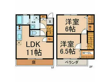 メゾネット白川(2LDK)の間取り写真