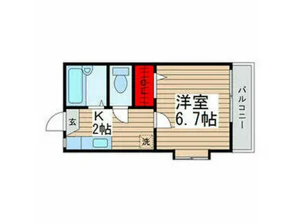 サンガーデンおゆみ野(1K/1階)の間取り写真