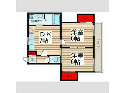 グレースプラザ(2DK/2階)の間取り写真