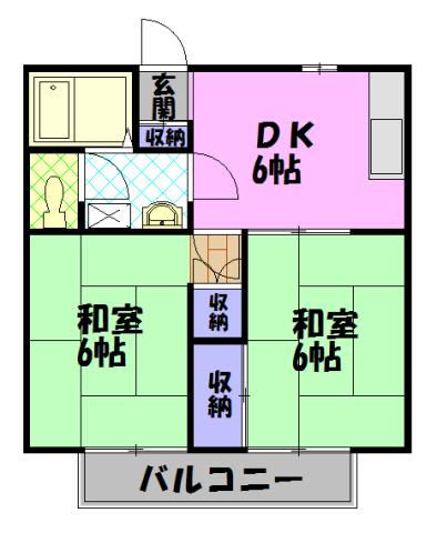 リフレッシュハイツ(2DK/2階)の間取り写真