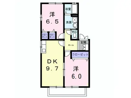 水木コーポⅢ(2DK/1階)の間取り写真