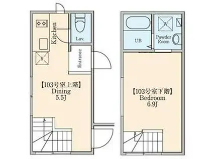 PROTO大井町Ⅰ(1DK/-1階)の間取り写真