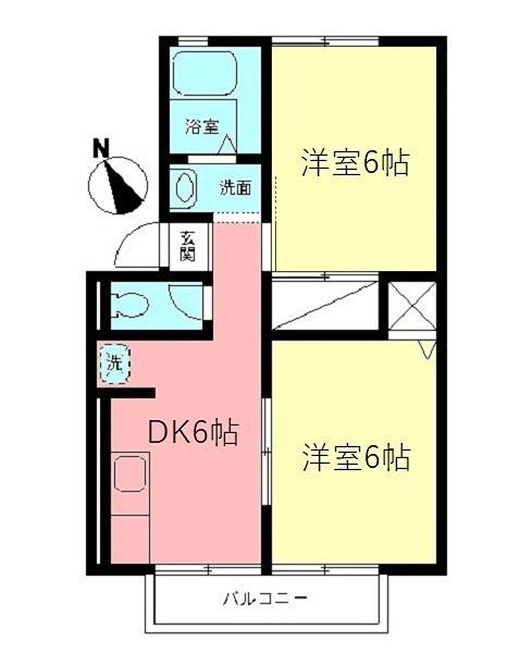 プランドール湘南A(2DK/2階)の間取り写真