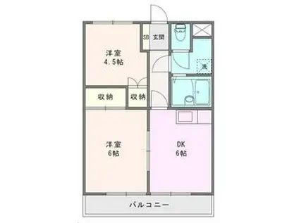 さくら都市マンション1番館(2DK/2階)の間取り写真