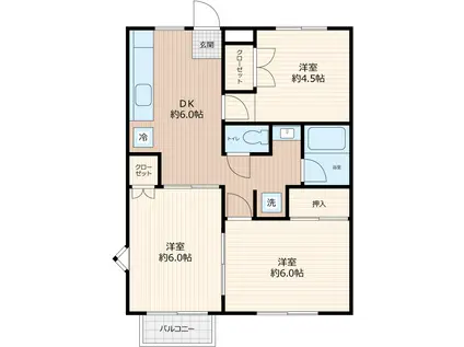 アムスプラザB棟(3DK/2階)の間取り写真