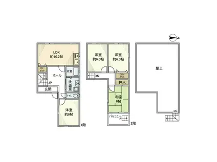白島1丁目戸建(4LDK)の間取り写真
