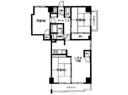 サンシティ千代田B棟(3LDK/6階)の間取り写真