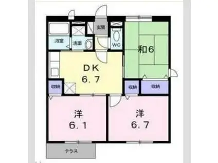 フォレストパ-クⅡ(3DK/2階)の間取り写真