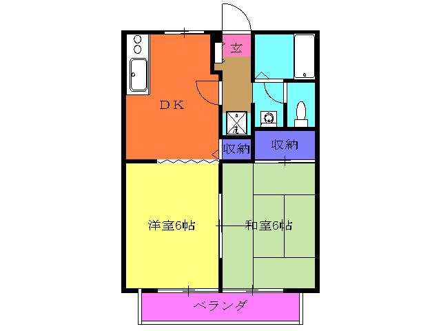 ハイツ桐(2DK/2階)の間取り写真