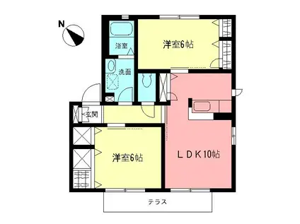 テラスV(2LDK/1階)の間取り写真