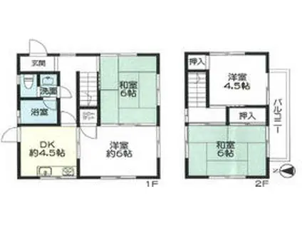 内房線 姉ケ崎駅 徒歩54分 2階建 築52年(3LDK)の間取り写真