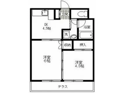 パレットハウス(2DK/1階)の間取り写真