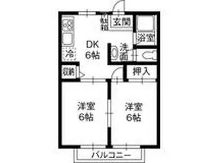ジュネス石川A(2DK/1階)の間取り写真