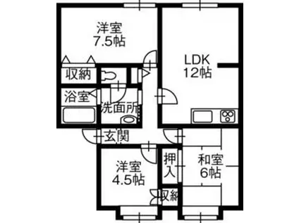 グランドハイツ(3LDK/1階)の間取り写真