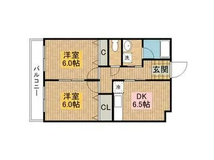 アミザージ波多江(2DK/1階)の間取り写真