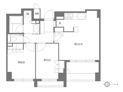 イーグルコート御池新町(2LDK/7階)の間取り写真