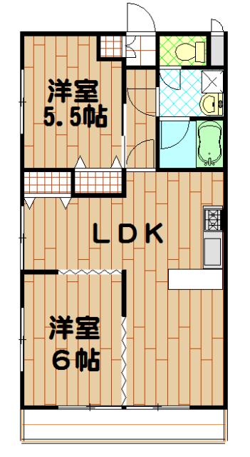 ヒルズマンション(2LDK/3階)の間取り写真