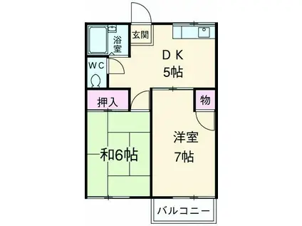 ナカマルハイツⅡ(2DK/2階)の間取り写真