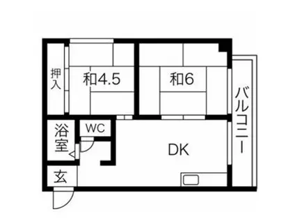 アパートメント吹田Ⅱ(2DK/1階)の間取り写真