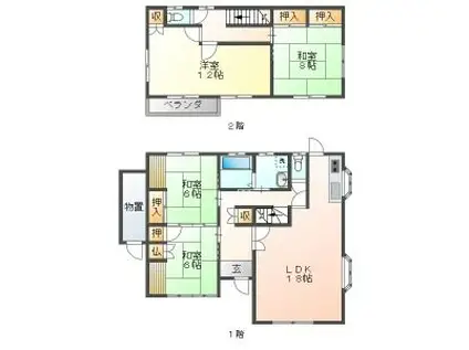 東海道本線 岐阜駅 徒歩55分 2階建 築39年(4LDK)の間取り写真