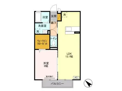 アースウィン A(1LDK/2階)の間取り写真