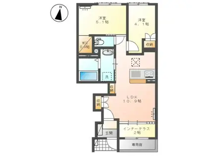 エールアンジュ(2LDK/1階)の間取り写真