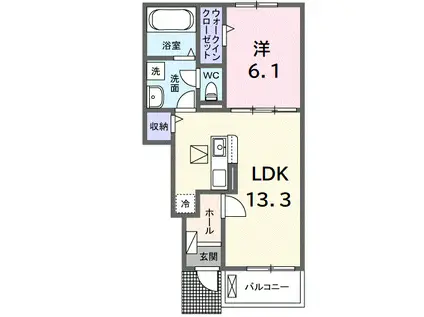グレイスフル キノミヤ(1LDK/1階)の間取り写真