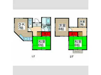 京成電鉄松戸線 常盤平駅 徒歩21分 2階建 築47年(4DK)の間取り写真