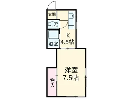 本町アパート(1K/2階)の間取り写真