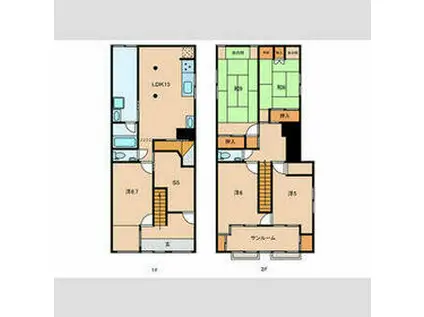 東京地下鉄東西線 木場駅 徒歩2分 2階建 築61年(5SLDK)の間取り写真