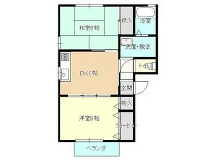 フラフィー(2DK/1階)の間取り写真