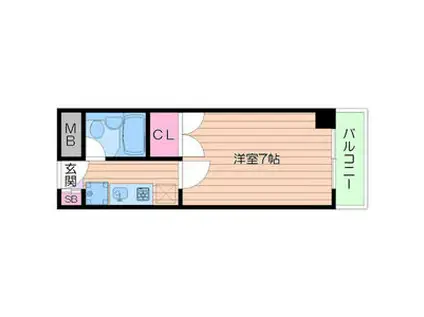 リバティハイツ初期費用(1K/1階)の間取り写真