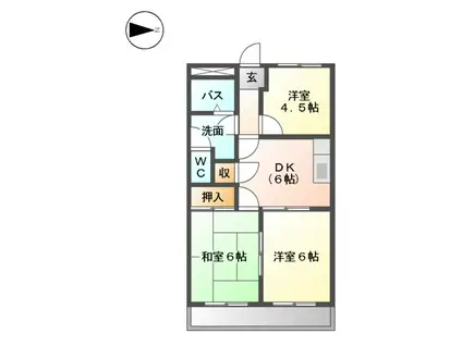 グリーンハイム伊藤(3DK/2階)の間取り写真