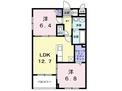 アーバンコート堀川西(2LDK/5階)の間取り写真