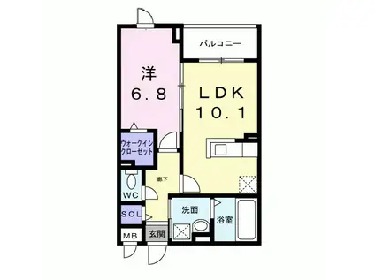 アーバンコート堀川西(1LDK/5階)の間取り写真