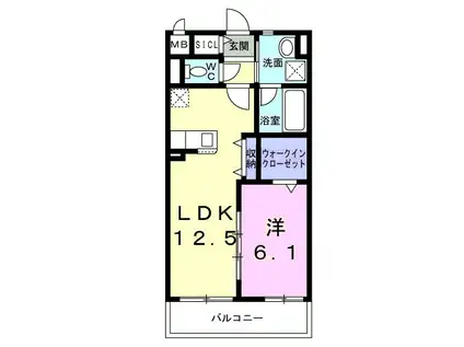 ヴィラ フェリシア(1LDK/1階)の間取り写真