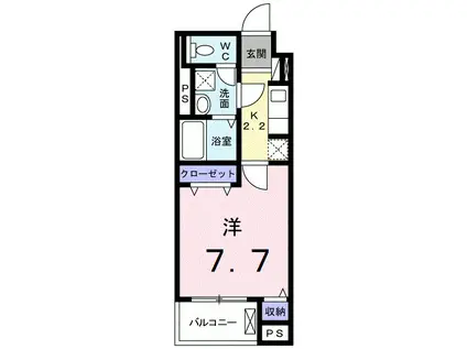 パフュームⅢ(1K/3階)の間取り写真