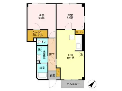 ウィステリアⅡ(2LDK/1階)の間取り写真