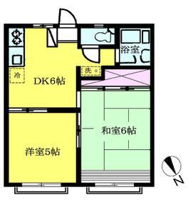 パーシモンハイツ(2DK/2階)の間取り写真