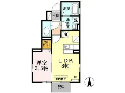 WITパレス2(1LDK/1階)の間取り写真