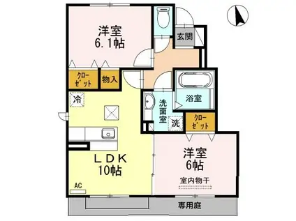 サンライズⅡ(2LDK/1階)の間取り写真