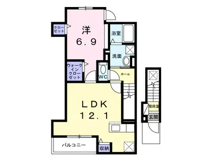 ソレイユ(1LDK/2階)の間取り写真